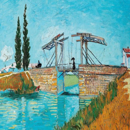 Canvas Schilderij * Vincent Van Gogh - DE BRUG VAN LANGLOIS BIJ ARLES * - Kunst aan je Muur - postimpressionisme, expressionisme - Kleur - 60 x 60 cm