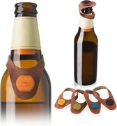 Bierfles Marker & Stopper - Leder - Set van 12 - Vacuvin