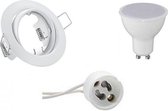 LED Spot Set - Aigi - Trion - GU10 Fitting - Inbouw Rond - Mat Wit - 6W - Warm Wit 3000K - Kantelbaar Ø83mm - BES LED