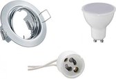 LED Spot Set - Aigi - Trion - GU10 Fitting - Inbouw Rond - Glans Chroom - 6W - Helder/Koud Wit 6400K - Kantelbaar Ø83mm - BSE