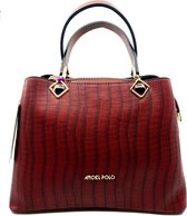 Bordeaux Rode Dames Handtas met Krokodillenprint