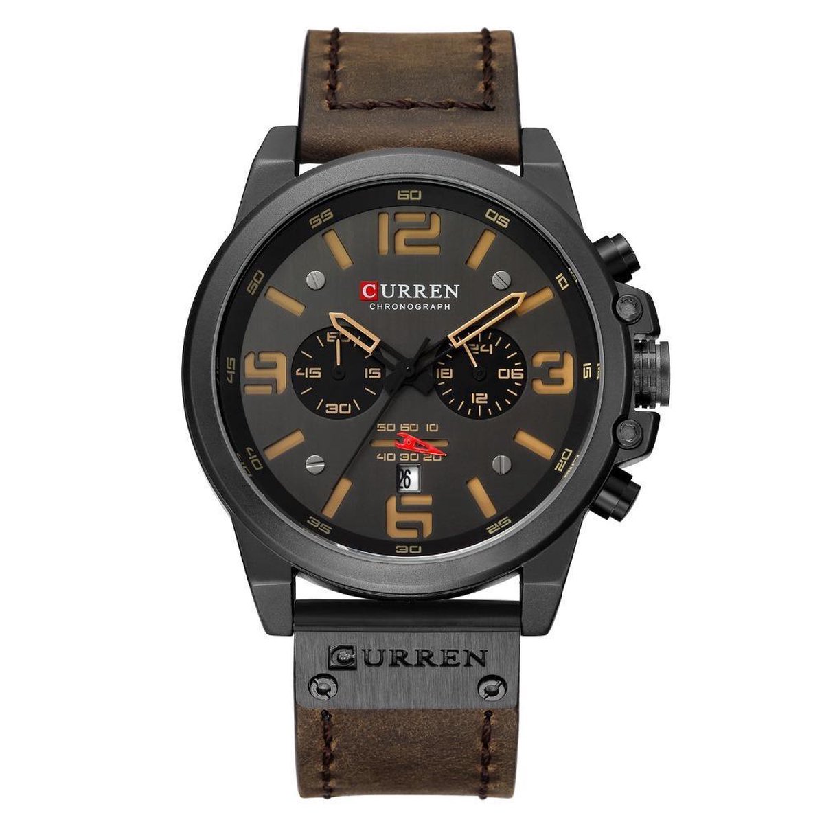 Curren - Horloge Heren - Cadeau voor Man - Horloges voor Mannen - 47 mm - Bruin Zwart
