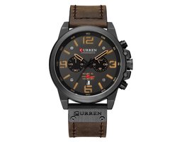 Curren - Horloge Heren - Cadeau voor Man - Horloges voor Mannen - 47 mm - Bruin Zwart