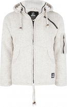 Gebreid Wollen Heren/Uni Vest van Schapenwol met Polyester Fleece voering en afneembare capuchon - SHAKALOHA - M Crush Ziphood Beige L