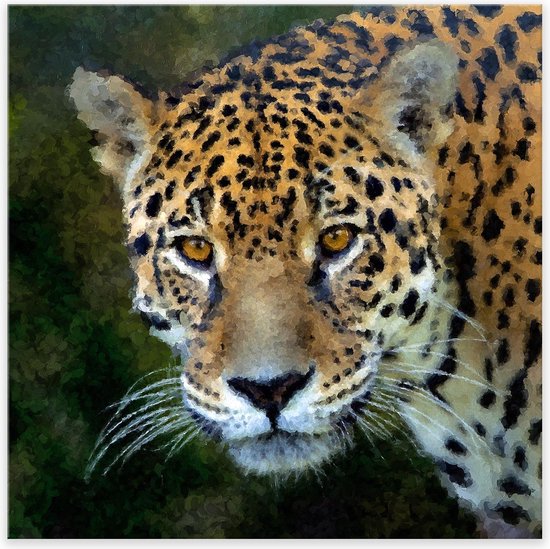 Graphic Message Schilderij op Canvas Jaguar - Jungle - Woonkamer