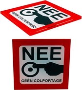 Geen Colportage sticker bordje - 6 cm x 6 cm - Geen verkopers aan de deur - Glas acrylaat -Promessa-Design.