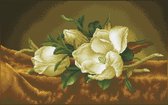 Diamond Painting Volwassenen - Ronde Steentjes - Volledig Pakket - Hobby - Diamond Dotz® - DD12.046 - Bloemen - Magnolias op goud fluwelen stof (Martin Johnson heade) 66 x 41cm