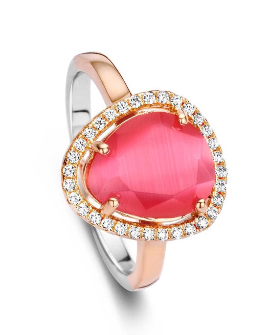 Velini jewels-R6302F-50 -Ring -925 Zilver rosé- Gekleurde Cubic Zirkonia