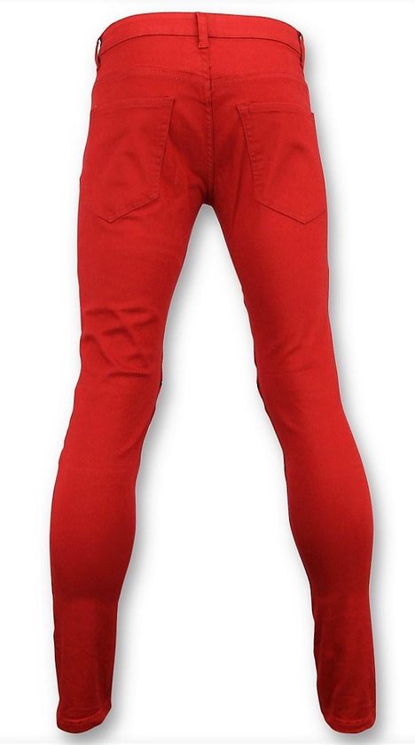 Naar behoren Zwembad helikopter Rode biker skinny jeans heren - Mannen broek- 3017-10 | bol.com