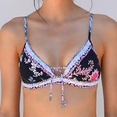 Seafolly Water Garden Fixed Tri Bra - Zwarte Bikinitop met Print Dames - Maat 36 (S)