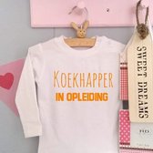 Baby Rompertje tekst | Mijn eerste koningsdag | koekhapper in opleiding| lange mouw | wit oranje | maat 50-56   hup holland hup Nederland supporter