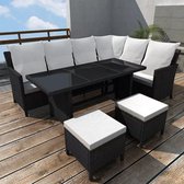 Tuin Loungeset Zwart 4 delig (Incl LW Fleece deken) - Lounge bank tuin - Tuinbank - Loungebank - Tuinset - Tafelset tuin