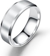 Zilver Kleurige Ring met Strak Gepolijste Rand | 18 - 22mm | Ringen Mannen | Ringen Dames | Ring Heren | Ringen Vrouwen | Ring Mannen | Cadeau voor Man | Mannen Cadeautjes | Valentijn Cadeaut