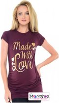 Paars zwangerschaps shirt Made with love - M