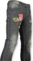 Jeans patches Mannen - Spijkerbroek verfspatten Heren - 57- Grijs