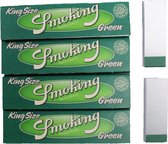 Lange vloei| 4 x vloeipapier | longpaper - Smoking – Green + 2 x Tip