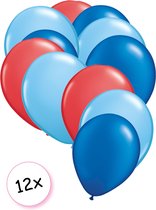 Ballonnen Rood, Licht blauw & Blauw 12 stuks 27 cm