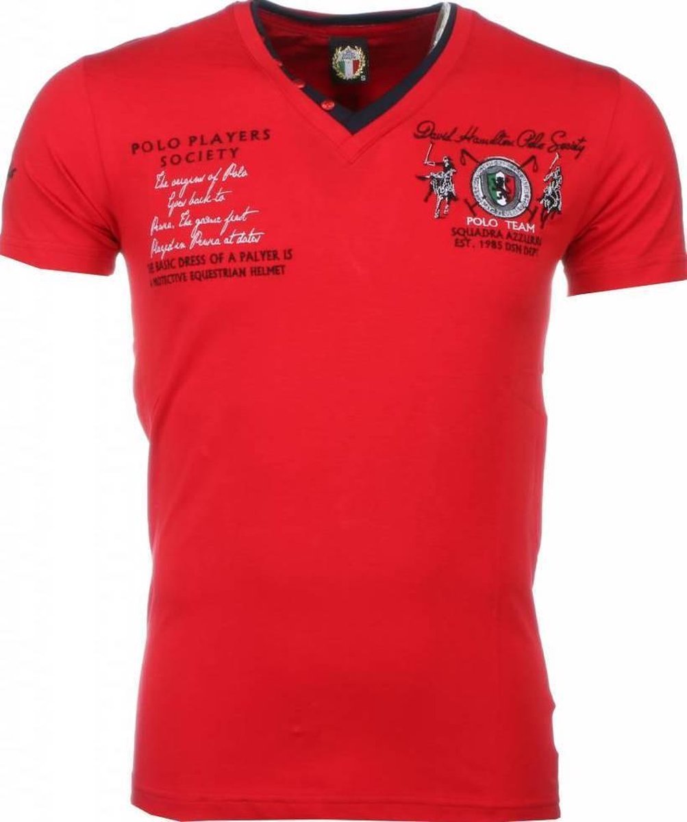 Italiaanse T-shirt - Korte Mouwen Heren - Borduur Polo Players - Rood