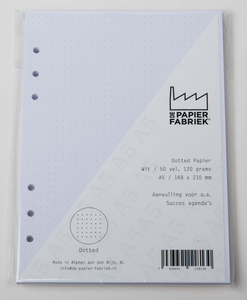 Aanvulling Wit Dotted A5 Notitiepapier 116g/m² voor o.a. Succes, Filofax Organizers 50 vel + 3 Zebra Mildliners Pastel