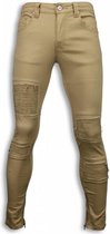 Exclusieve Biker Jeans - Slim Fit Biker Jeans - Beige