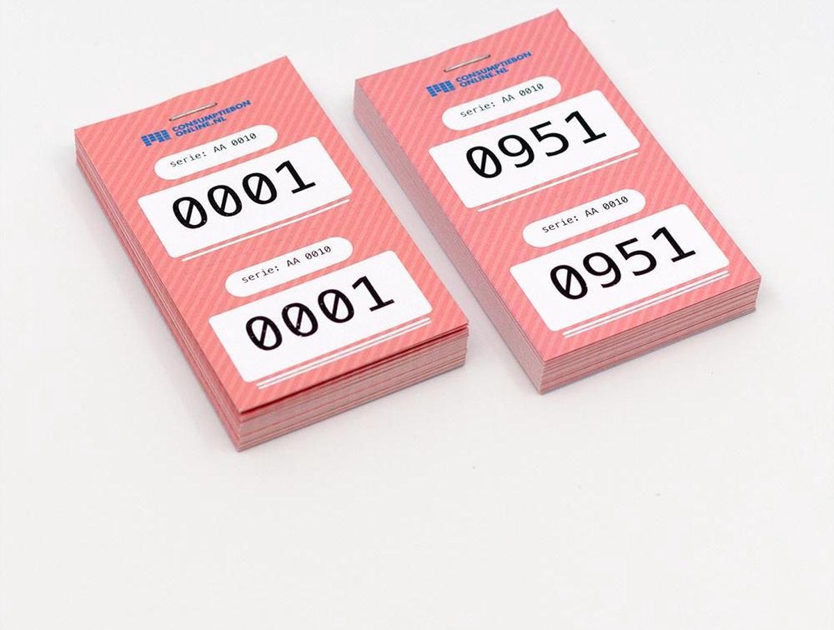 evelay Garderobe loterij 1-1000 Tombola Tickets Genummerd Bruin
