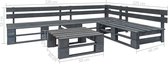 Tuin Pallet Loungeset Grijs (Incl LW Fleece deken) - Lounge bank tuin - Tuinbank - Loungebank - Tuinset - Tafelset tuin