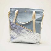 Kaliber Fashion – Bag Iceblue Mix Pinatex silver – Vegan – Handtas – Schoudertas – Ananasleer – Zilver – Ijsblauw