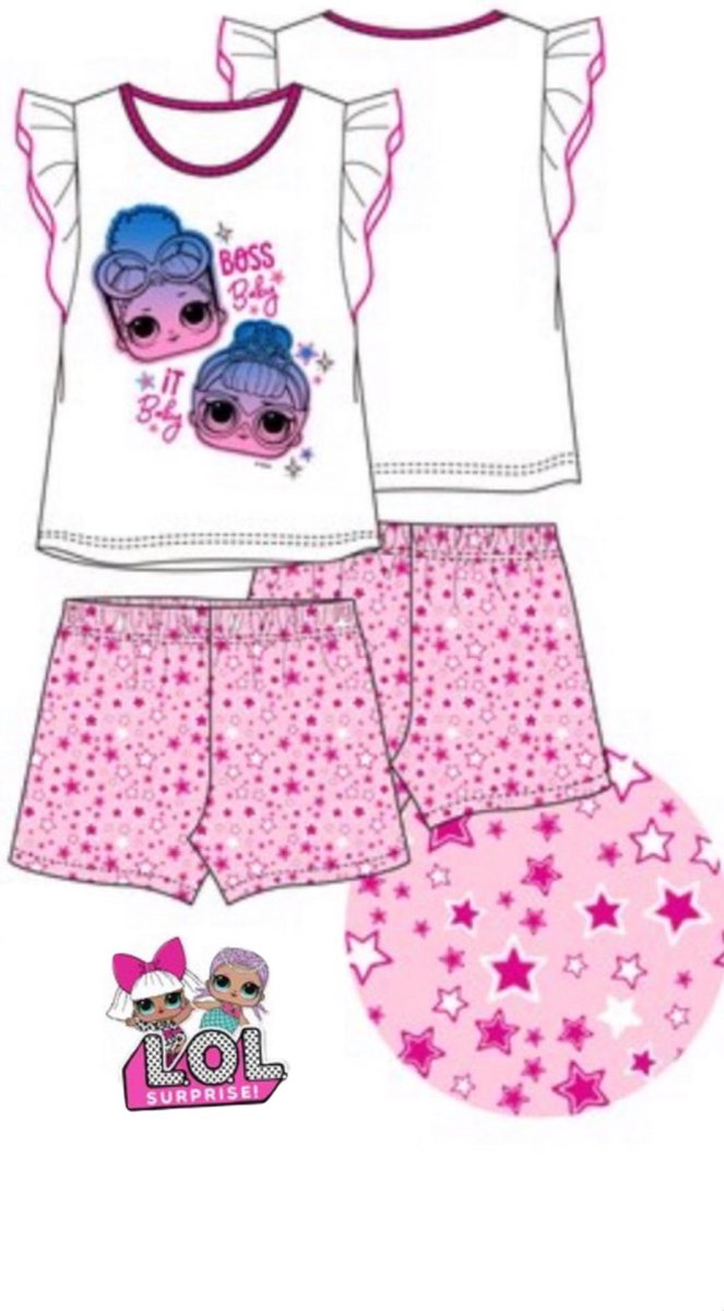L.O.L. Surprise! LOL Surprise pyjama - wit - zalmroze - maat 110 / 5 jaar