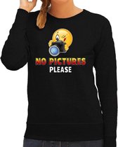 Funny emoticon sweater No pictures please zwart dames L