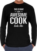 Awesome cook / kok cadeau t-shirt long sleeves heren S