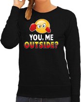 Funny emoticon sweater You me outside zwart dames XS