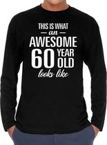 Awesome 60 year / geweldige 60 jaar cadeaushirt long sleeves zwart heren -  Verjaardag cadeau XXL