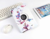 P.C.K. Boekhoesje/Bookcover/Case draaibaar hoesje wit met vlinders bloemen print geschikt voor Apple iPad 10.2 (2019) MET PEN