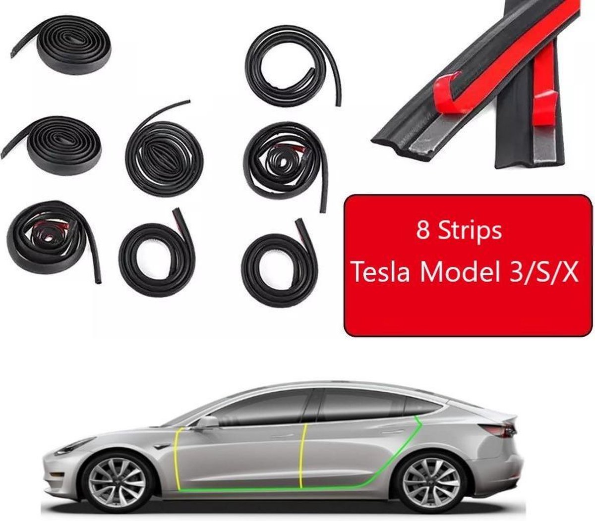 Tesla Model 3 Noise Reduction Set Rubber Rubber Insulation Comfort Car  Accessories... | bol.com