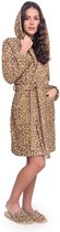 Badjas Velours Kimono met Capuchon Wildlife Maat M Sand col 1