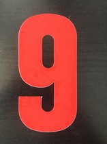 reflecterend huisnummer sticker - nummer 9 - rood- plak cijfer - kliko huisnummer- huis nummer sticker- negen, container cijfer, CoverArt