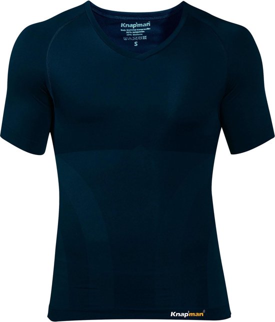 Knapman Compression Shirt Col V Hommes | Bleu marine | Taille L