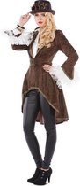 PartyXplosion - Steampunk Kostuum - Steampunk Jas Manchester Vrouw - bruin - Maat 40 - Carnavalskleding - Verkleedkleding