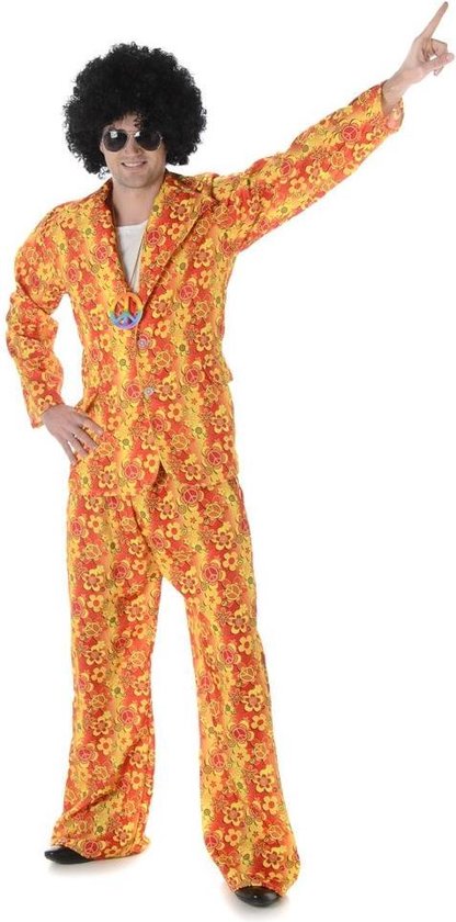 Karnival Costumes Verkleedpak Retro Groovy Heren Carnavalskleding Heren Carnaval Foute Party '60 '70 Party - Polyester - Oranje - Maat L - 2-Delig Jas/Broek