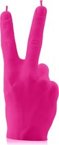 Fluorescerend Roze gelakte Candellana figuurkaars, design: Hand Peace Hoogte 21 cm (30 uur)