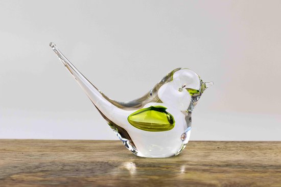 Cadeau en verre de cristal oiseau vert de Bohême | bol