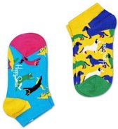 Happy Socks Sokken 2-Pack Cat vs Dog Low Socks Blauw Maat:2-4 jaar