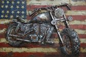 Schilderij - Metaalschilderij - Amerikaanse motorfiets, 60x40cm