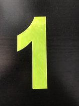 huisnummer sticker - reflecterend - nummer 1 - geel -plak cijfer - kliko huisnummer- huis nummer sticker- container cijfer