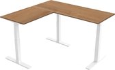 Zit-sta hoek bureau elektrisch Elmo 180 x 80|NPR|Havanna|Wit frame