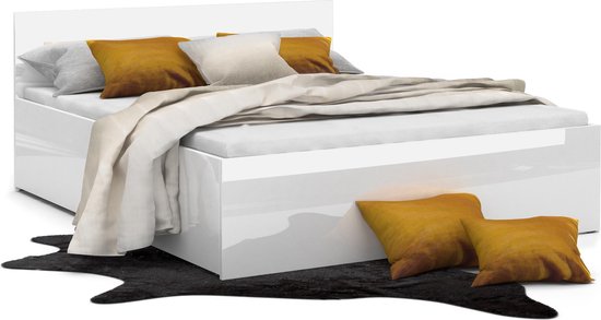 2-persoons bed cm - hoogglans wit - zonder matras | bol.com