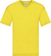 Basic V-hals t-shirt katoen geel voor heren - Herenkleding t-shirt geel L (EU 52)