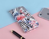 P.C.K. Hoesje/Boekhoesje luxe Flamingo print geschikt voor Apple Iphone 5G/5S/5SE MET Glasfolie