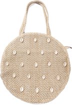 Gevlochten Tas met Schelpen - 35x8 cm - Beige