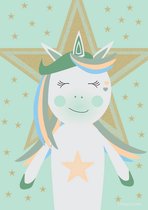 Unicorn ster mintgroene poster A3
